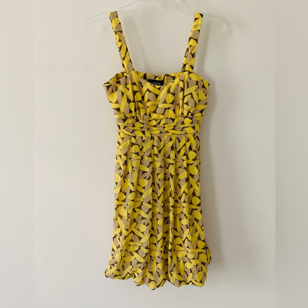 Yellow and Brown Printed Girls' Sundress -